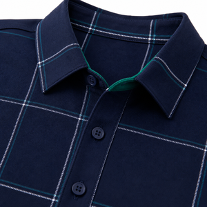 Camisa Polo a Cuadros de Corte Clásico para Hombre, Personalizada, Manga Corta, Transpirable, Absorbe la Humedad, Ropa Casual para Uso Diario, Golf, Vacaciones, Oficina - Product Image 3