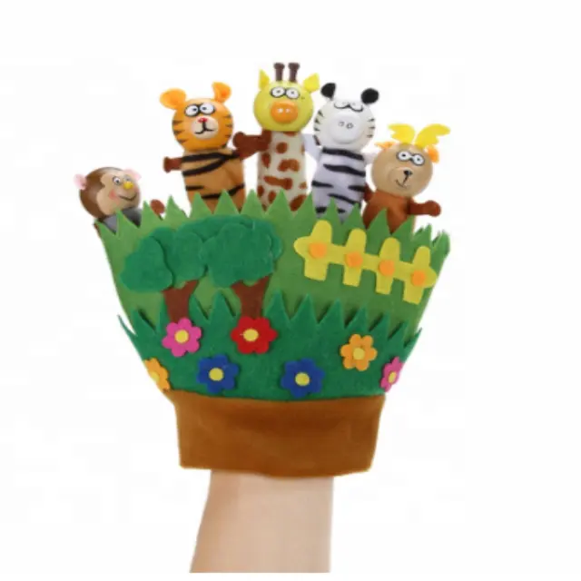 Netter Zoo Tier Handpuppe Fingers pielzeug Kinder Cartoon Puppen Plüschtiere Baby Hand handschuh Finger puppen für Kinder Bedtime Story