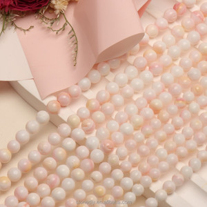 4 MM5MM Natural Sea <span class=keywords><strong>Queen</strong></span> Shell Hellrosa Runde Perle <span class=keywords><strong>Rouge</strong></span> Schraube Lose Perle Armband Halskette DIY Schmuck Zubehör - Product Image 2