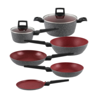 Batterie de cuisine 8 pièces antiadhésive pour casseroles rouges et poêles batterie de cuisine rose pour marmite