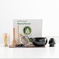 Ensemble de bols à matcha en céramique exclusifs SINODOCK, support pour fouet en bambou, 100 fouets ; Ensemble d'outils de fouettage du thé de style japonais pour le thé japonais