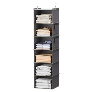 6 Shelf Large Hanging Closet Organizers and Storage Collapsible Closet Hanging Organizer with 2 Sturdy <b>Hooks</b> - Product Image 1