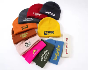 Wholesale BSCI OEM Custom High Quality Unisex Acrylic Plain Dyed Embroidery Knitted Gorras Winter Ski Hat Woven Label <b>Beanie</b> - Product Image 4