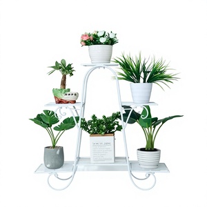 Support à fleurs moderne en métal avec 5 niveaux de rayonnages en fil métallique pour plantes et fleurs d'intérieur, finition thermolaquée, décoration intérieure - Product Image 2
