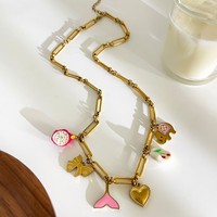 Designer 18K Goud Roestvrij Staal Pvd Verguld Veel Charmes Hart Fruitstrik Dier Schattige Hanger Ketting Ketting Sieraden Vrouwen