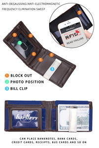 Portefeuille pour hommes Portefeuille en <span class=keywords><strong>cuir</strong></span> PU mince pour hommes <span class=keywords><strong>Porte</strong></span>-cartes de crédit bloquant la RFID avec pince à billets - Product Image 5