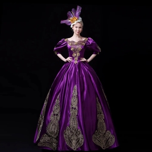 Shop Online Purple Renaissance Dress Long Sleeves & Waist Bandage |  Alibaba.com