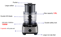 Mixeur multifonction 3,5 L 1300W 3 vitesses, hachoir à viande grande capacité, robot culinaire, blender, centrifugeuse, hachoir domestique