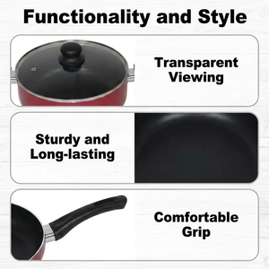 Batterie de cuisine ergonomique en aluminium antiadhésive de 15 pièces à poignée en bakélite, durable et moderne, au <span class=keywords><strong>prix</strong></span> de gros - Product Image 4