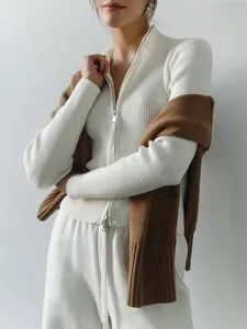 Blubelle 2025 <span class=keywords><strong>donna</strong></span> Casual <span class=keywords><strong>Cardigan</strong></span> Slim a manica lunga a doppia <span class=keywords><strong>cerniera</strong></span> in maglia caldo <span class=keywords><strong>con</strong></span> colletto da marinaio per l'autunno inverno - Product Image 6
