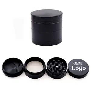 Wholesale Custom Logo Metal Herb Grinder With Magnetic Lid Smoke Shop Hot Sale 4 Layers Zinc Alloy Spice Grinder