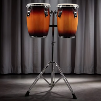 Professional Mini Conga Drum Set with Heavy Duty Stand Hand Percussion Latin Bongo Drums for Adults Kids Beginners