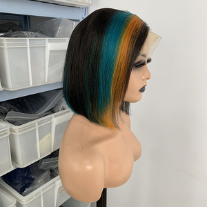 Nuove parrucche di capelli umani a buon mercato capelli crudi vietnamiti, radici scure Ombre color zenzero evidenziano parrucche corte in pizzo a bob - Product Image 4