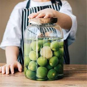 Storage Glass Jars High Borosilicate Glass Seal Coarse Grain Storage Tangerine Peel Storage Jar Glass Jar With Wooden Lid