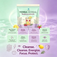 Super Yerba Mate en Poudre Instantanée, Saveur Framboise-Limonade, avec Ashwagandha, Vitamine D3, Magnésium, Faible Teneur en Sucre, Soutien Énergétique et Concentration