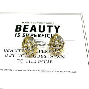 <b>Stud</b> <b>Earrings</b> Gold Oval Geometric Micro Inlaid Zircon Fashion Women Gift Jewelry - Product Image 2