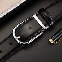 Ceinture en cuir de vachette réversible pour homme, boucle à ardillon, noir et marron, style business décontracté, OEM
