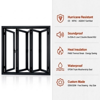 Fenêtre pliante en aluminium et verre, fenêtres pliantes pour appartement et hôtel, cadre de fenêtre en aluminium