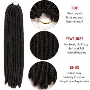 Extensiones <span class=keywords><strong>de</strong></span> Cabello Sintético Suave Tipo Faux Locs para Crochet, <span class=keywords><strong>Trenzas</strong></span> <span class=keywords><strong>Africanas</strong></span> Gruesas para <span class=keywords><strong>Niñas</strong></span> - Product Image 4