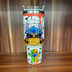 FUYING Gobelet isotherme personnalisé de haute qualité pour enfants, motif dessin animé, 40 oz, en acier inoxydable 304, écologique, avec poignée et paille, maintien au chaud 12-24 heures - Product Image 5