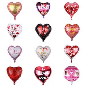 18 Inch Valentine's Day Heart Foil Wedding Stage Background <b>Decoration</b> Romance Rose Pattern <b>Balloon</b> - Product Image 1