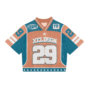 Tontons Custom Design Streetwear Mesh Boxy <b>Cropped</b> Football Jersey Unisex Sublimation Print Vintage T-shirt - Product Image 4