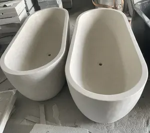 Vasca da bagno in marmo Beige naturale Gohera vasca da bagno Freestanding in marmo calcare Beige