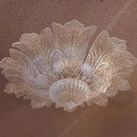 Lustre ou Plafonnier en Verre de Murano en Forme de Feuille
