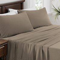 Parure de draps en flanelle polaire 100% polyester, taille King, ultra douce, antistatique, 4 pièces (1 drap-housse 80x78 pouces, 1 drap plat, 2 taies d'oreiller)