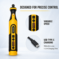 Kit de mini-perceuse et meuleuse au lithium 7,2 V, outil rotatif avec moteur sans balais et vitesse variable pour la découpe, la gravure, le ponçage et le polissage