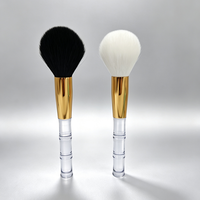 Pinceau à poudre de haute qualité avec logo personnalisé, manche en plastique imitation bambou, poils synthétiques, outil cosmétique pour blush, fond de teint et maquillage