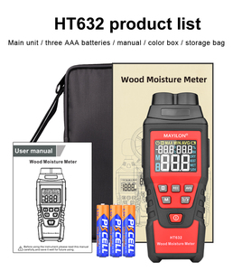 Détecteur d'humidité du <span class=keywords><strong>bois</strong></span> MAYILON 0-99,9% Testeur d'humidité du papier, du béton, du ciment <span class=keywords><strong>Hygromètre</strong></span> HT632 Humidimètre numérique pour <span class=keywords><strong>bois</strong></span> - Product Image 6
