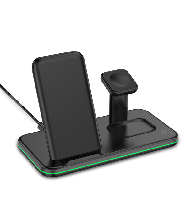 3 in 1 Fast Wireless Charging Phone Holder Watch Wireless Charger Station Dock 15W Wireless Charger Ring Lights All Around