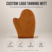 Gant applicateur de bronzage sans soleil personnalisé avec logo, en velours, design avec pouce, pour auto-bronzant, vente en gros, OEM ODM, réutilisable