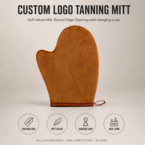 Benutzerdefiniertes Logo Selbstbräuner-Handschuh Großhandel Samt-Bräunungshandschuh mit Daumen-Design Selbstbräuner-Applikator OEM ODM Wiederverwendbar - Product Image 4