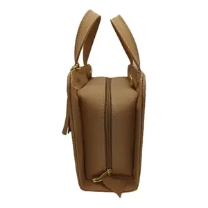 Bolso de Mano Tipo Satchel de Cuero PU con Estampado Floral para Mujer, Color Camel, Gran Capacidad, Uso Diario, Estilo Elegante, Marca Fana Patricia - Product Image 4