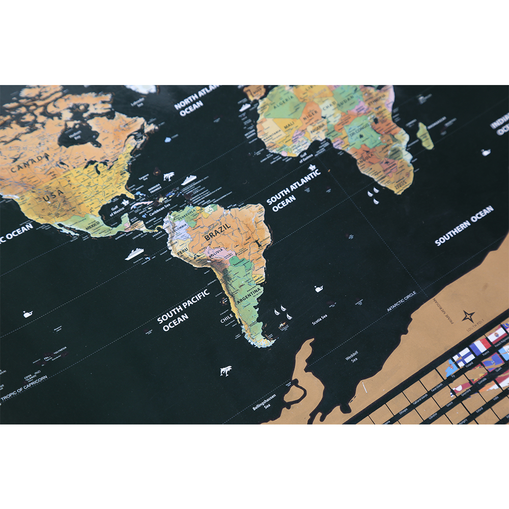 Новая популярная карта путешественника, Роскошная Карта мира с царапинами