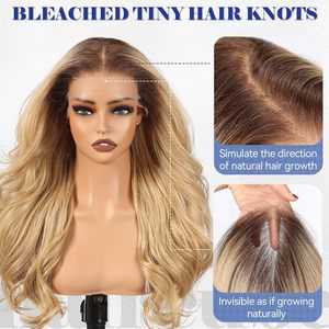Wig Rambut Asli 13x6 HD Lace Front 24 Inch untuk Highlight Pirang, Rambut Keriting Panjang Berlapis, Natural Density Hairline, Tanpa Lem - Product Image 5