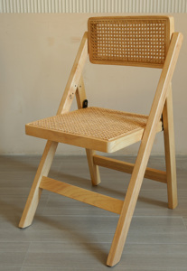 Chaise en rotin pliable en bois de couleur naturelle, style nordique, pour mariage, événement, hôtel, chaise pliante en bois - Product Image 2