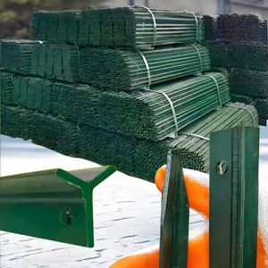 Poteaux de clôture en acier galvanisé vert durable, traités thermiquement, en forme d'étoile et en Y, pour pâturages, pelouses, enclos à bétail et jardins - Product Image 2