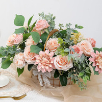 Kombinasi Bunga Buatan Mawar Dusty Pink Dekorasi Pernikahan Bridal Shower Bunga Palsu untuk Dekorasi Meja Pesta Dekorasi Rumah