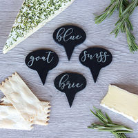 Großhandel Set von 6 umwelt freundlichen schwarzen ovalen Schiefer Käse Namensschild Etiketten mit Kreide für Party Geschenk verpackung