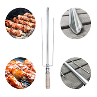 Tusuk Sate Churrasco Brasil Bentuk V dari Baja Anti Karat dengan Gagang Kayu