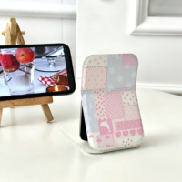 Miroir de maquillage de voyage miniature adorable avec un design rose tendance, miroir pliable, outil de beauté décoratif charmant pour fille