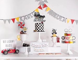 ที่ประดับเค้กรถแข่งสีดำวิบวับ สุขสันต์วันเกิด ธีมรถแข่ง ของตกแต่งเค้ก อุปกรณ์จัดงานปาร์ตี้รถแข่ง - Product Image 5