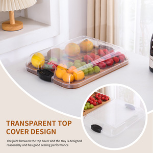 Acacia Wood Snack Tray With Lid Portable Fruit Platter Eco-Friendly Outdoor Picnic Use - Product Image 2