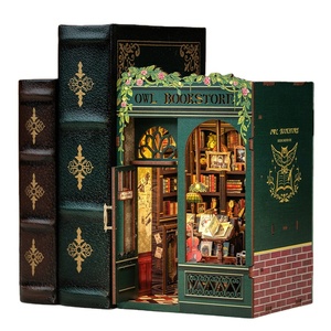 <span class=keywords><strong>CuteBee</strong></span> Best Selling Miniature Model  Mini Dollhouse DIY Book Nook Owl Bookstore 3D Wooden Puzzle Book Nook Kit Use As Gifts - Product Image 1