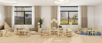 Ensemble de meubles pour enfants en bois, style moderne Montessori, bureaux, chaises et armoires pour la conception des salles de classe