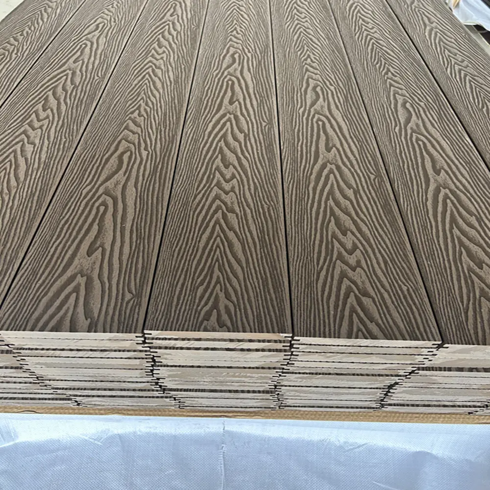 Piso exterior de madeira composto 3D de deck wpc de língua e ranhura piso de madeira projetado à prova d'água à prova de sol