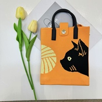Nouveau sac à téléphone en tricot jacquard à motifs de dessins animés, sac à bandoulière tendance pour femmes, sac à main en tricot à motifs d'animaux avec logo